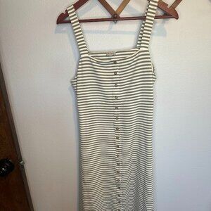 Cremieux "Susan" Sage Green Striped Stretch Knit Midi Dress - Size Med